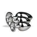 Lovelyness - Analplug Silber aus Metall mit Zierstein - SET