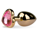 Lovelyness - Analplug aus Metall Gold mit Herz Zierstein